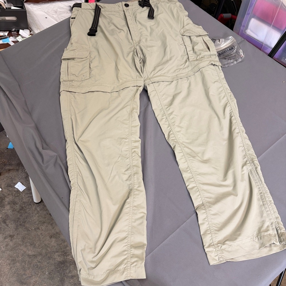 Magellan Sportswear Mens Back Country Convertible Cargo Pants Khaki Tan Large